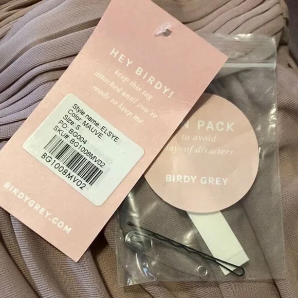 Birdy Grey Elsye Bridesmaid Dress in Mauve Mesh Cutouts Maxi Gown Size Small NWT - Picture 10 of 16